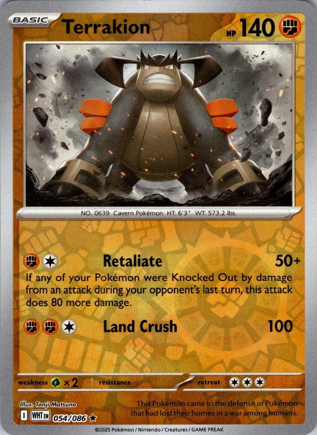 White Flare Terrakion #54/86 Reverse Holo