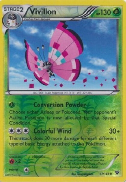 XY Holo Vivillon #17/146 High Plains Pattern Reverse Holo