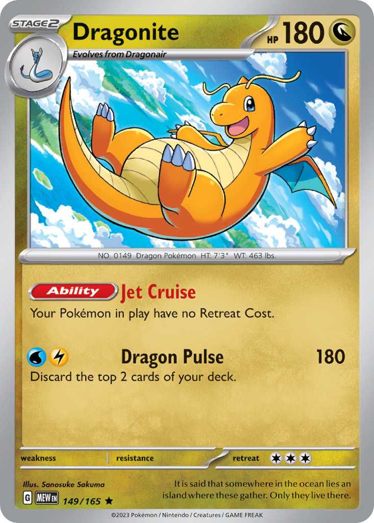 151 Set Holo Dragonite #149/165