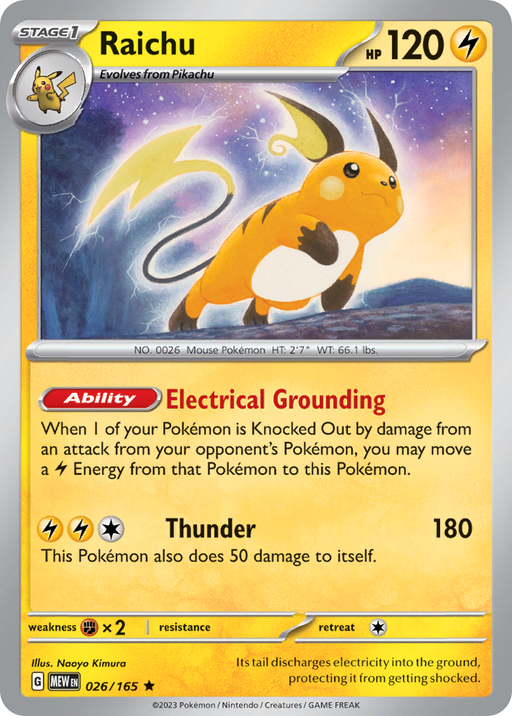 151 Set Holo Raichu #26/165