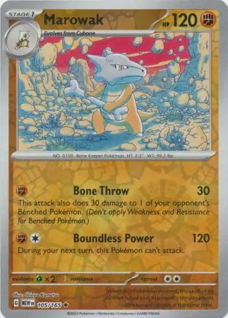 151 Set Marowak #105/165 reverse holo