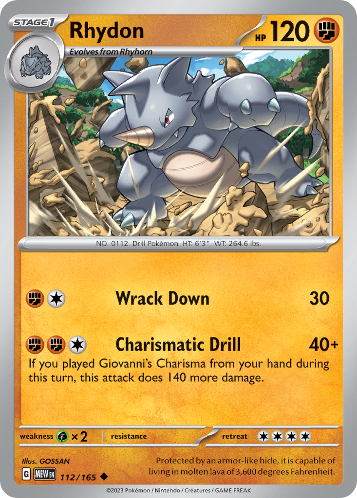 151 Set Rhydon #112/165