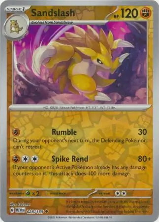 151 Set Sandslash #28/165 reverse holo