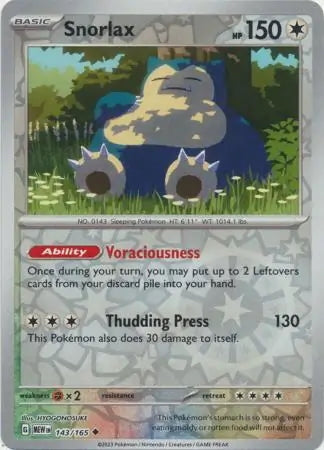 151 Set Snorlax #143/165 reverse holo