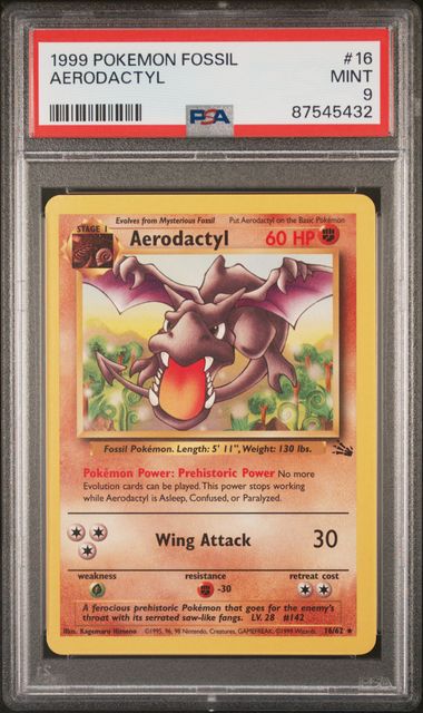 1999 Fossil set #16 Non - Holo Aerodactyl PSA 9 #87545432 Front