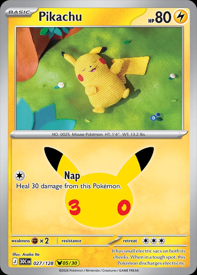 30th Celebration Pikachu #027/128