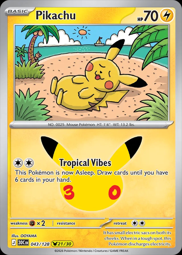 30th Celebration Pikachu #043/128