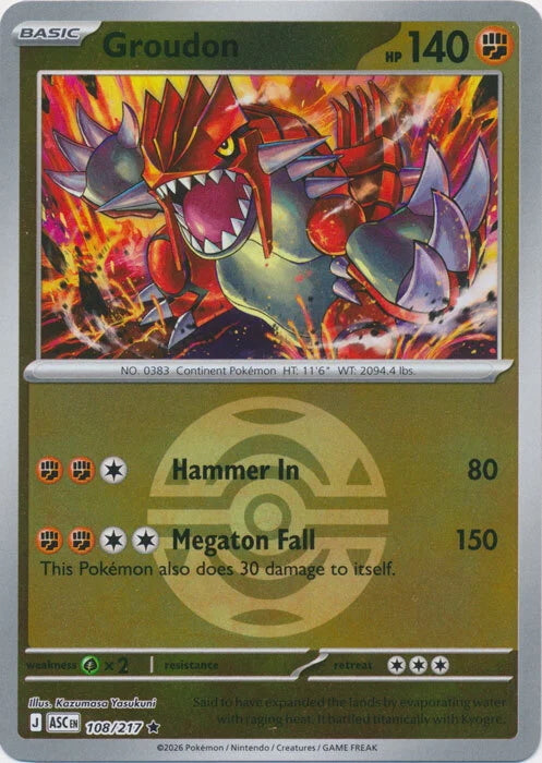 Ascended Heroes Groudon #108/217 Pokeball Reverse Holo