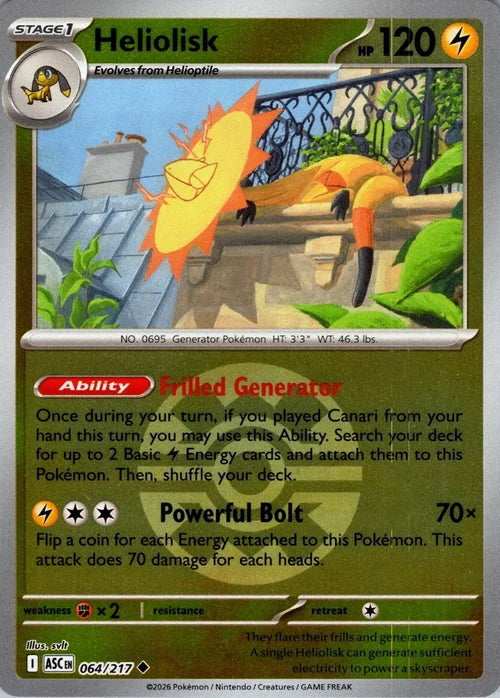 pokemon heliolisk card Ascended Heroes #064/217 Pokeball Reverse Holo – SIZE:9x12 ft The Fox and the Hound Tonji Matsuno SV06 Rebel Clash Booster Box