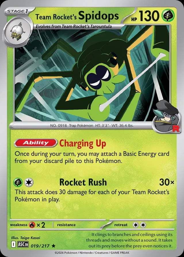 Ascended Heroes Holo Team Rocket’s  Spidops #019/217