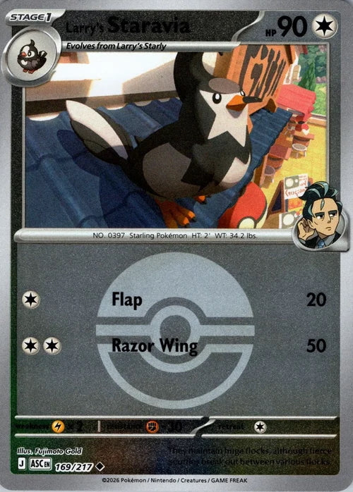 Ascended Heroes Larry’s Staravia #169/217 Pokeball Reverse Holo