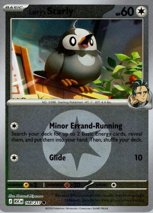 Ascended Heroes Larry’s Starly #168/217 Reverse Holo