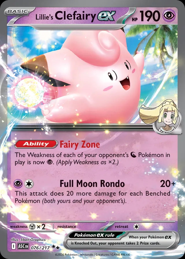 Ascended Heroes Lillie’s Clefairy ex #076/217