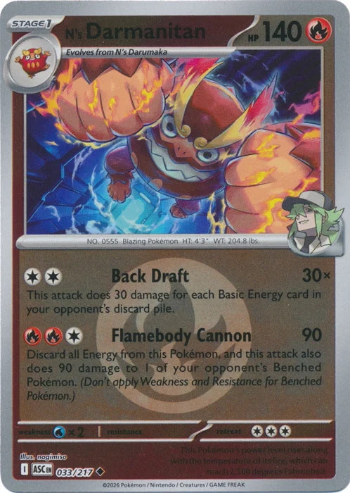 Ascended Heroes N’s Darmanitan #033/217 Reverse Holo