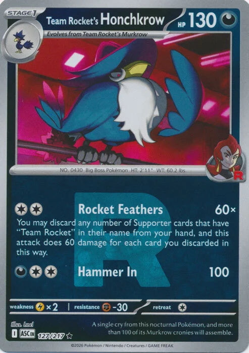 Ascended Heroes Team Rocket’s Honchkrow #127/217 Rocket Reverse Holo
