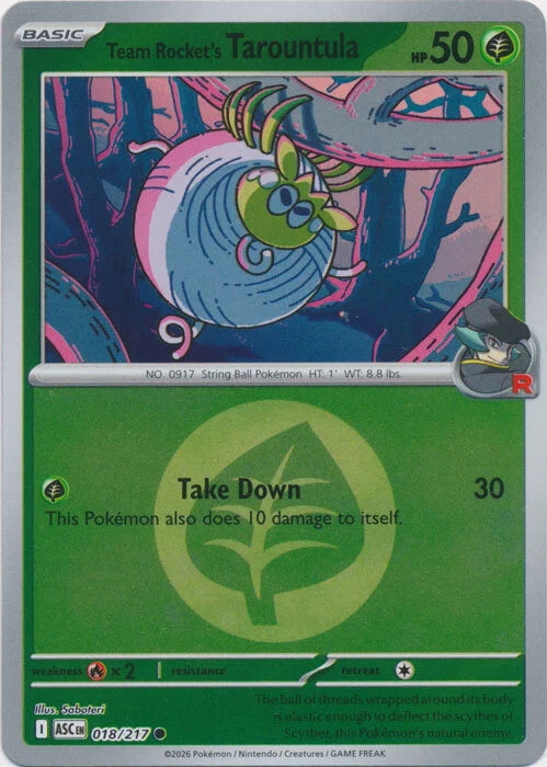 Ascended Heroes Team Rocket’s Tarountula #018/217 Reverse Holo
