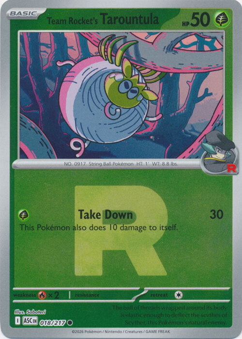 Ascended Heroes Team Rocket’s Tarountula #018/217 Rocket Reverse Holo