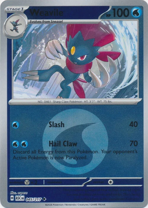Ascended Heroes Weavile #045/217 Reverse Holo