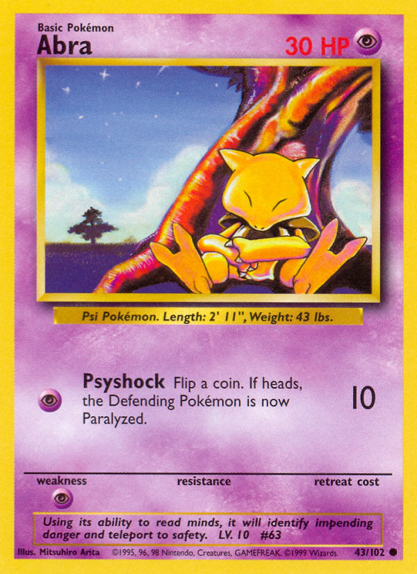 Base set Abra #43/102 unlimited