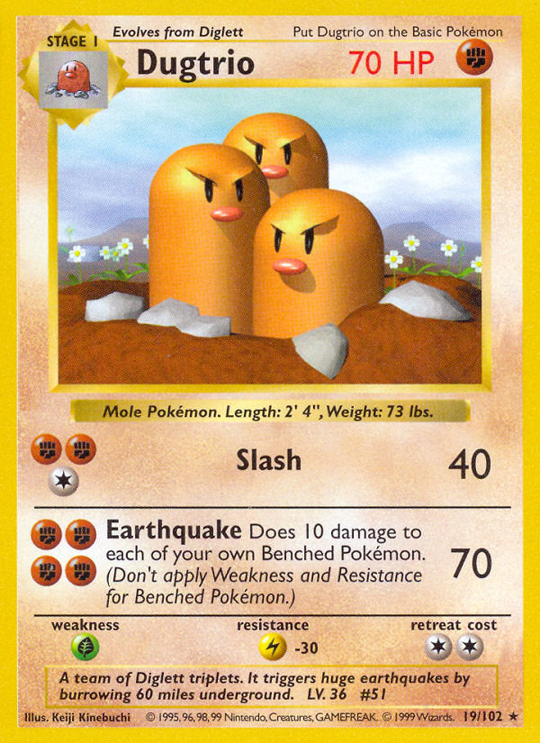 Base set Dugtrio #19/102 shadowless