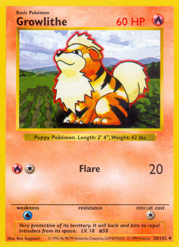 Base set Growlithe #28/102 shadowless