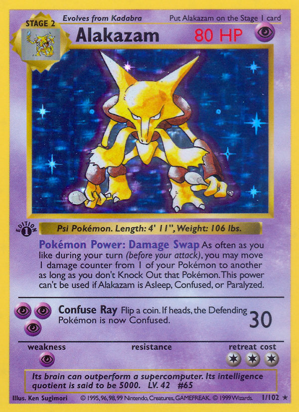 Pokémon Base Set Alakazam 1/102 First Edition