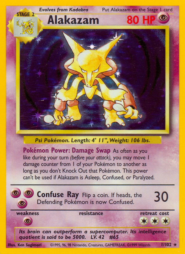 Base set Holo Alakazam #1/102 unlimited