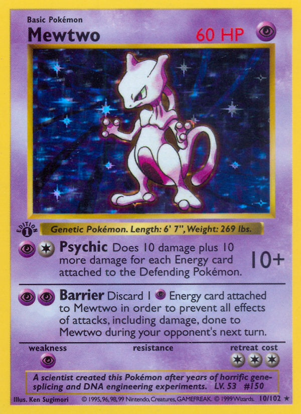 Base set Holo Mewtwo #10/102 first edition