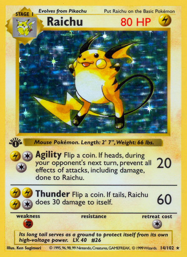 Base set Holo Raichu #14/102 first edition