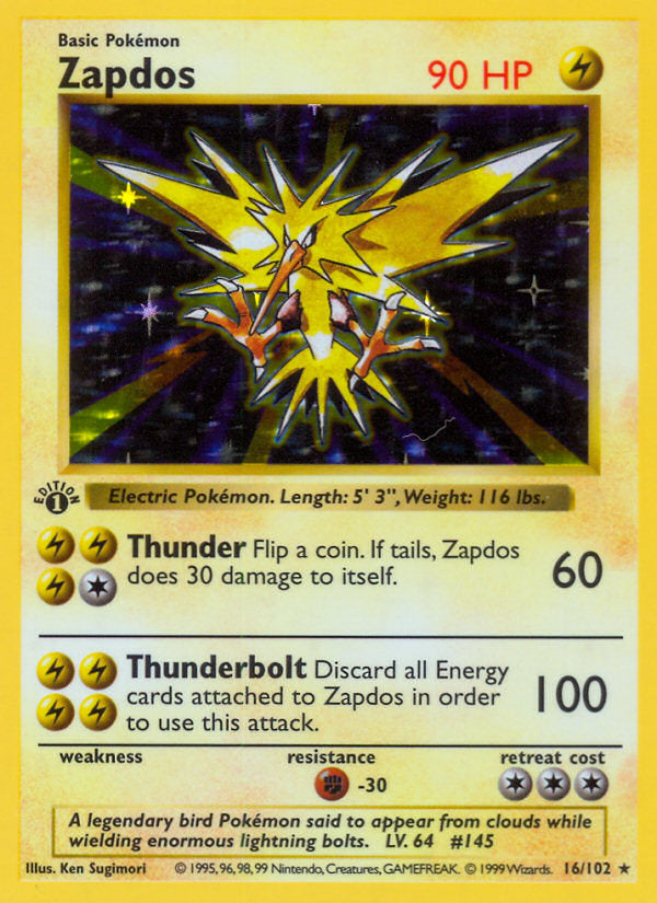 Base set Holo Zapdos #16/102 first edition