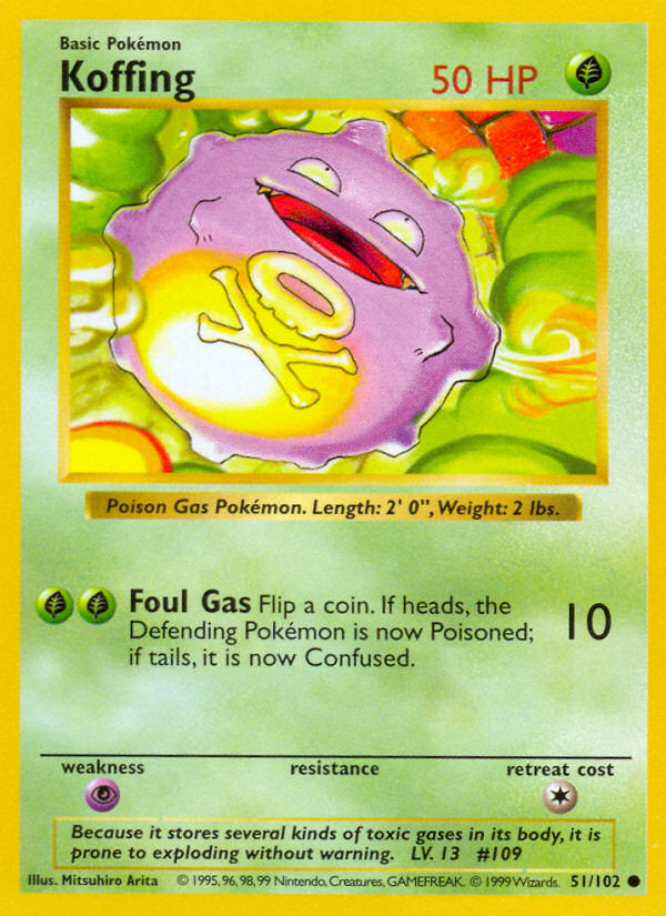 Base set Koffing #51/102 shadowless