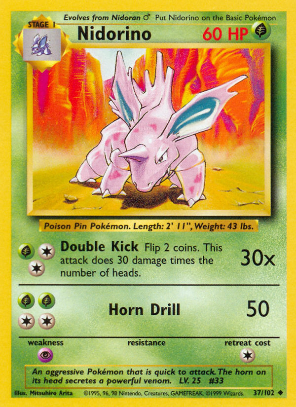 Base set Nidorino #37/102 unlimited