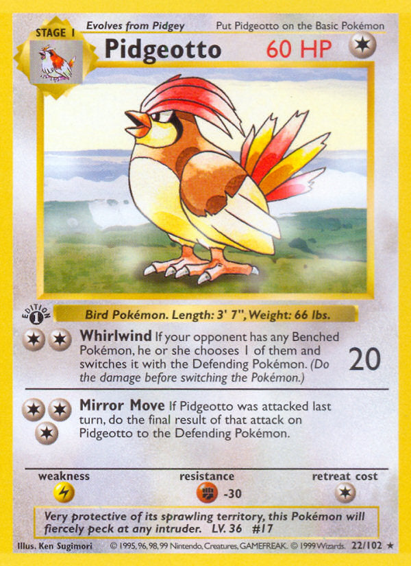 Base set Pidgeotto #22/102 first edition