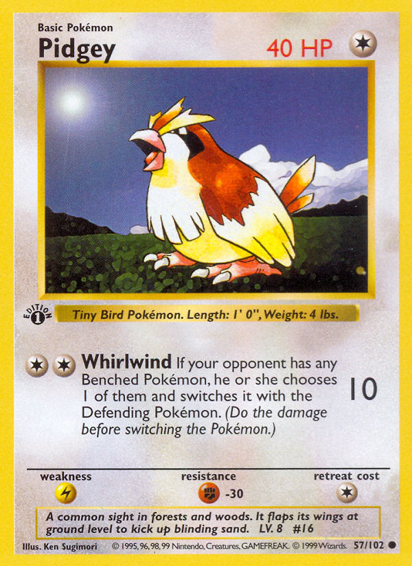 Base set Pidgey #57/102 first edition