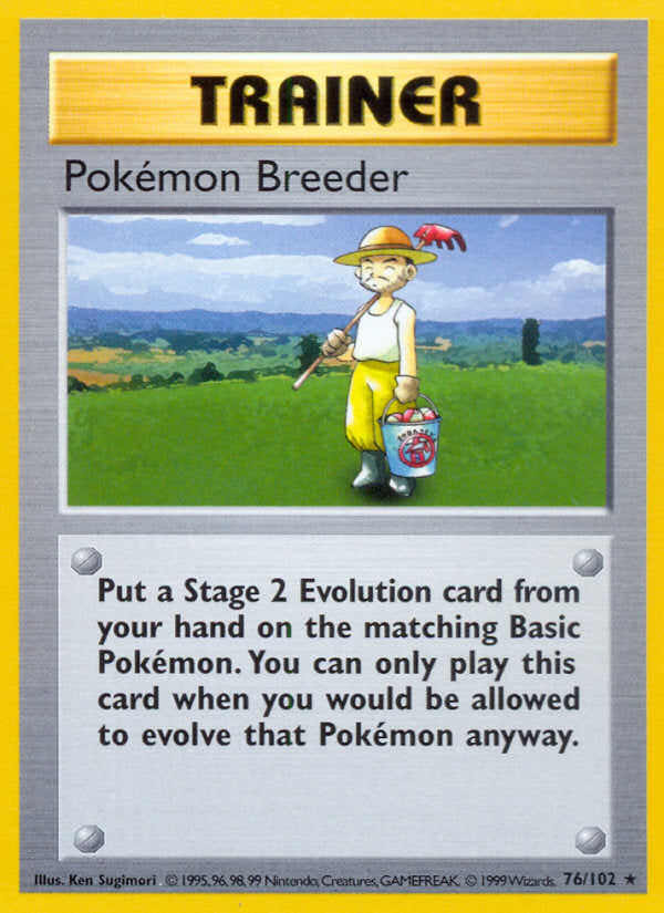 Base set Pokémon Breeder #76/102 shadowless
