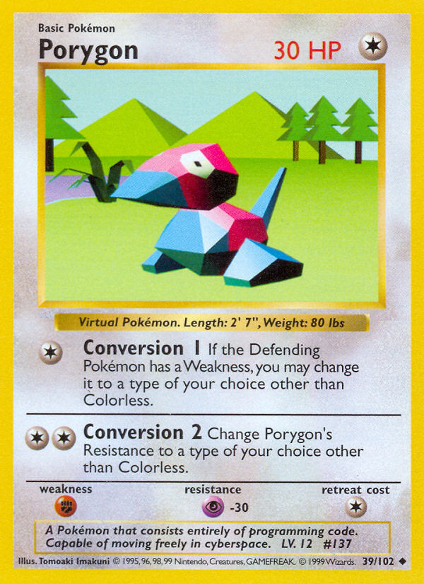 Base set Porygon #39/102 shadowless