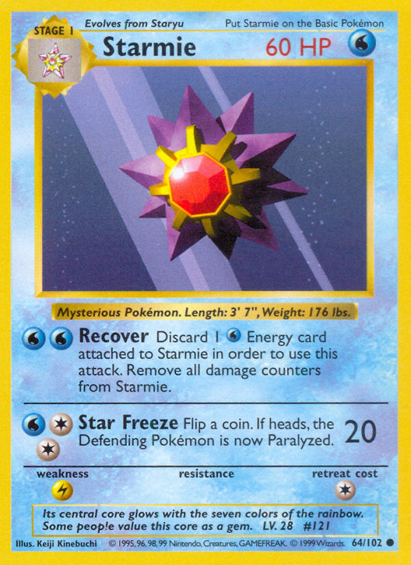 Base set Starmie #64/102 shadowless