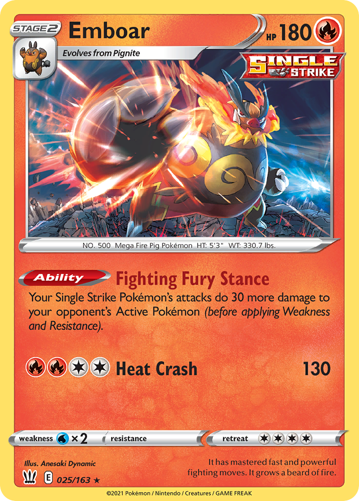 Battle Styles Holo Emboar #25/163