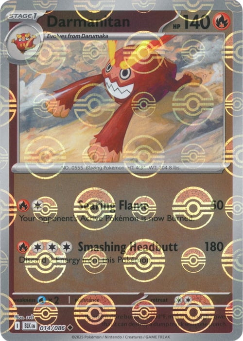 Black Bolt Darmanitan #14/86 Pokeball Holo