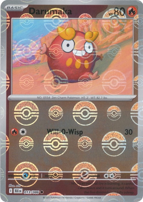 Black Bolt Darumaka #13/86 Pokeball Holo