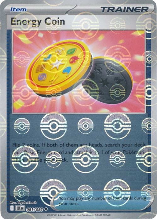 Black Bolt Energy Coin #81/86 Pokeball Holo