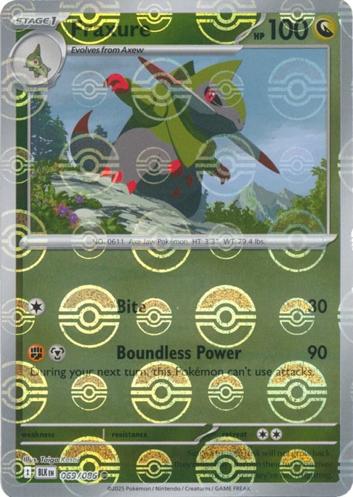 Black Bolt Fraxure #69/86 Pokeball Holo