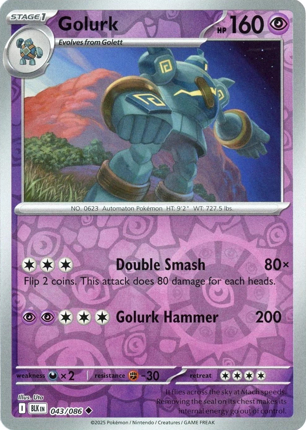 Black Bolt Golurk #43/86 reverse holo