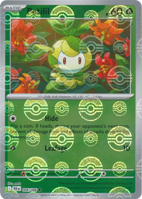 Black Bolt Petilil #6/86 Pokeball Holo