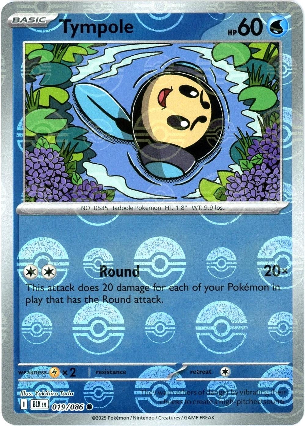 Black Bolt Tympole #19/86 Pokeball Holo