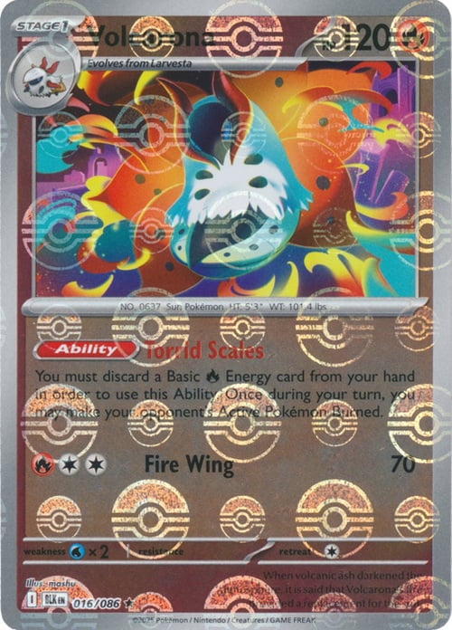 Black Bolt Volcarona #16/86 Pokeball Holo