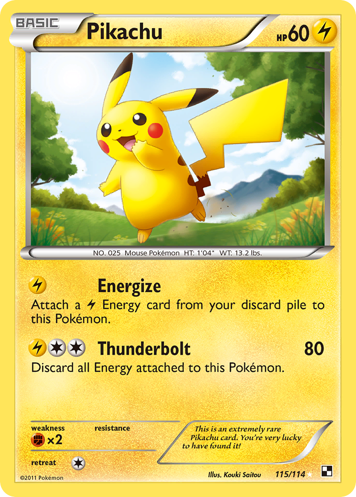 Black & White Holo Pikachu #115/114