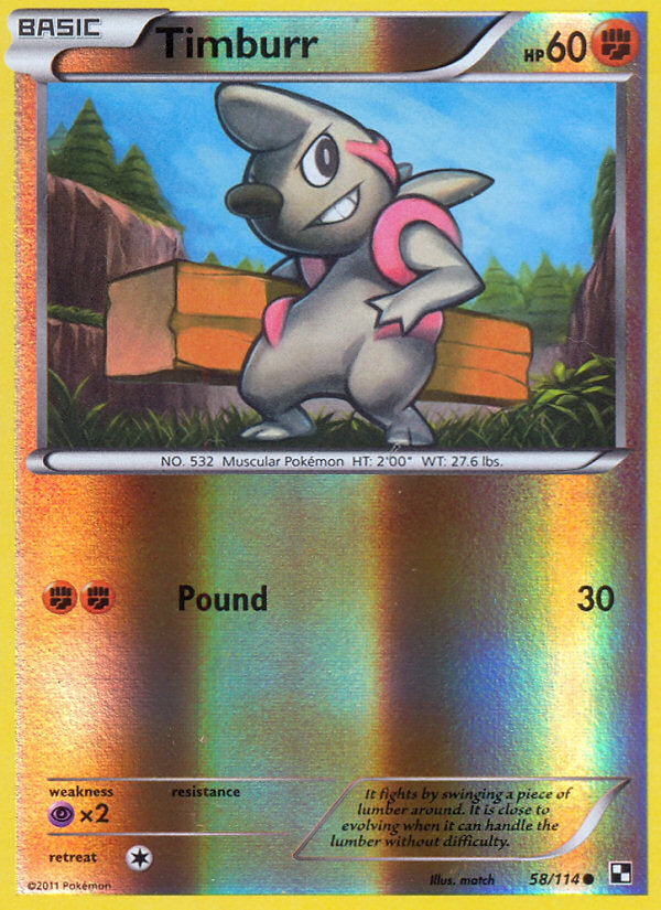 Black & White Timburr #58/114 reverse holo