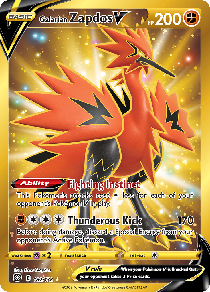 Brilliant Stars Galarian Zapdos V #182/172
