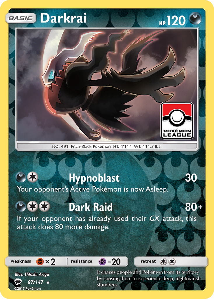 Burning Shadows Darkrai #87 League Promo